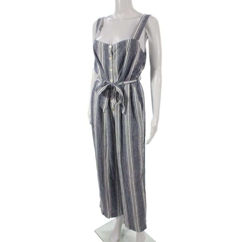 Rails Women Sleeveless V Neck Striped Jumpsuit Blue Size L - Picture 2 of 7